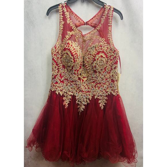 Fiesta Fashion Prom Cocktail Party Mini Dress Size XL Maroon NWT $165 - Picture 2 of 11